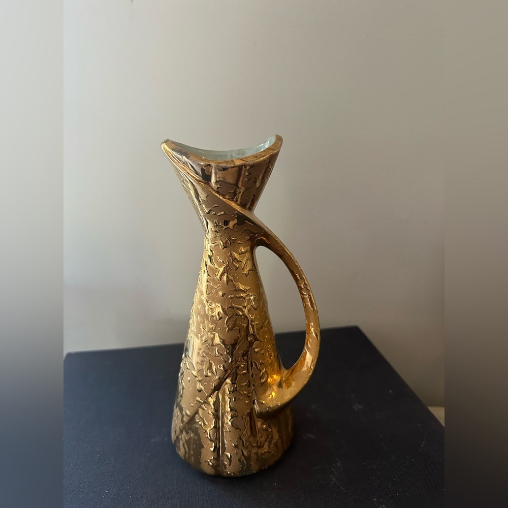 Antique 22K Weeping Gold Vase with Tiffany Blue Interior
